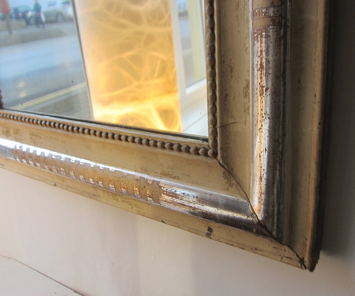 Bleached gesso arch top mirror
