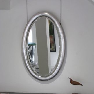 Silver oval mirror